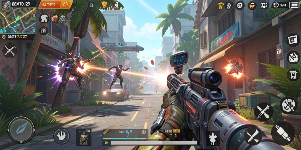 Screenshot dari gameplay BENTO123 menampilkan aksi penuh ketegangan di lapangan.
