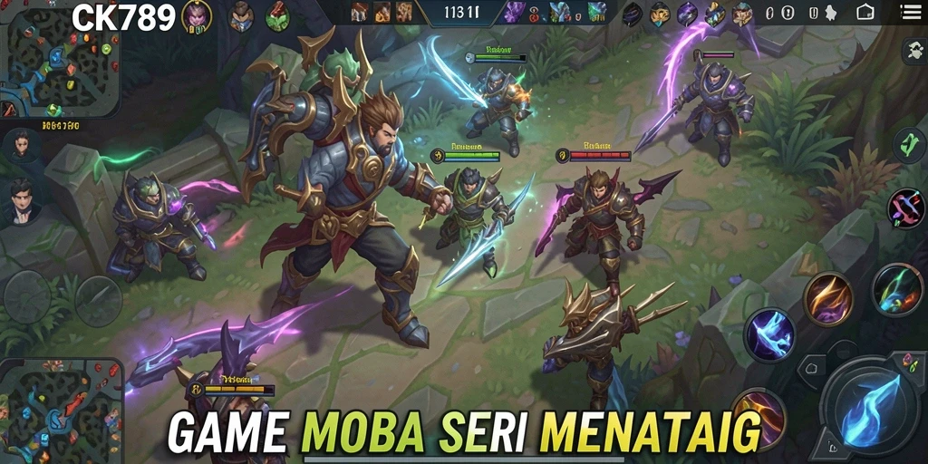 Screenshot gameplay CK789 yang menampilkan pertarungan epik antara dua tim.