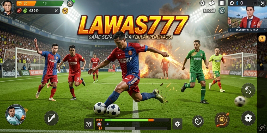 Tampilan gameplay menarik dari LAWAS777 dengan aksi sepak bola yang dramatis.