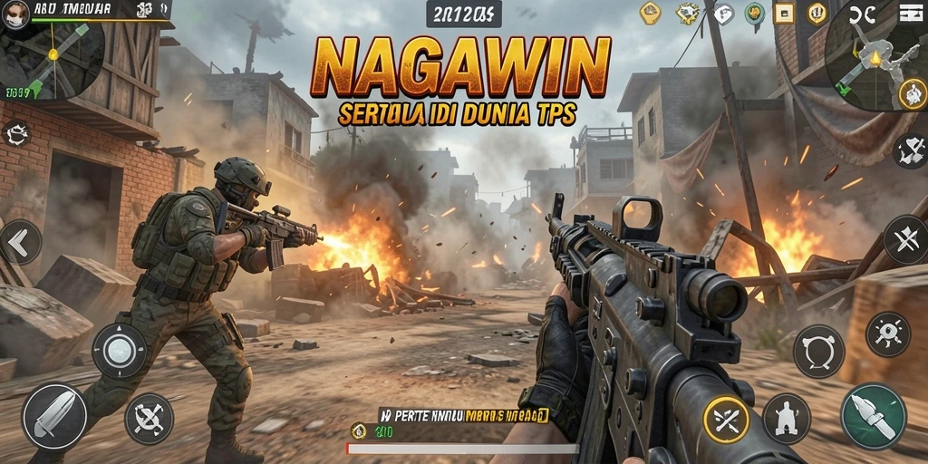 Tampilan gameplay seru dari NAGAWIN dalam pertempuran TPS.