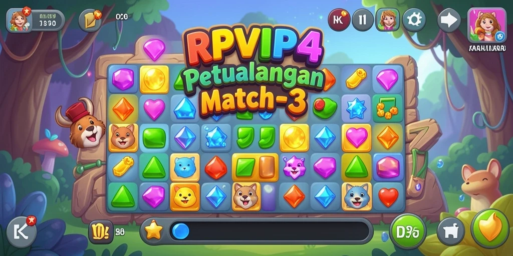 Tampilan menarik dari gameplay RPVIP4 dalam genre Match-3.